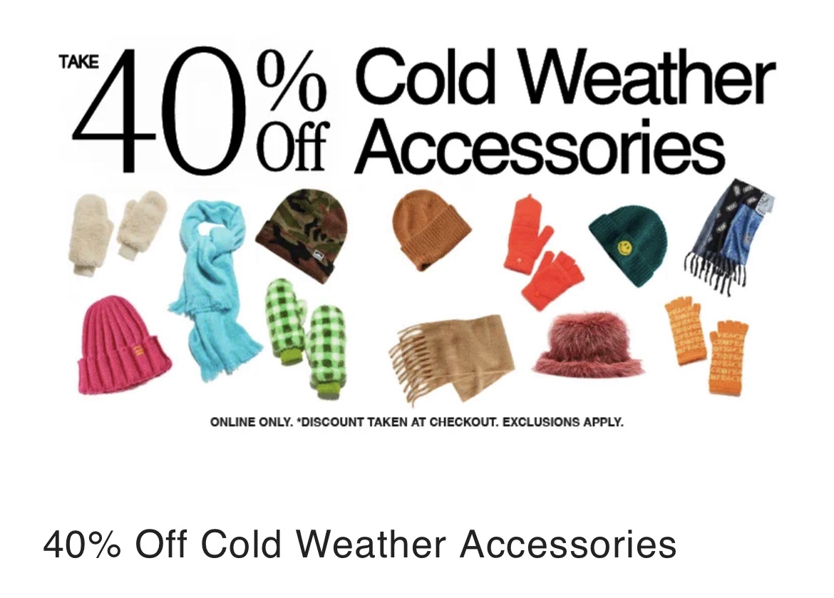 Take 40% OFF Cold Weather Accessories on Urban Outfitters